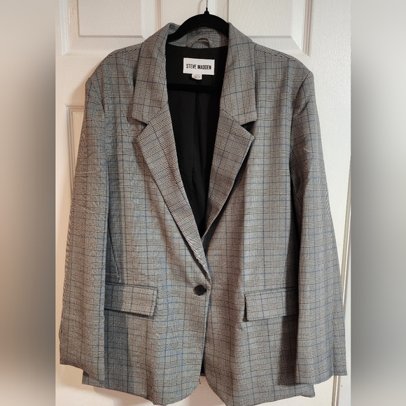 Steve Madden Oversized Blazer, Size XL, Plaid - Picture 1 of 4